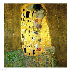 Handgeschilderde Gustav Klimt de kus gouden muurschildering reproductie, bladgoud kunst op canvas, cadeau voor Valentijnsdag, jubileum, bruiloft