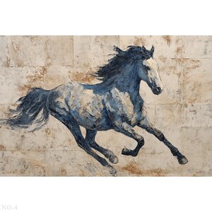 7 Handmade Original Running Horse Artworks, Horse Portrait Oil Painting, Wild Horse Canvas, Stallion Wall Art, Abstract Black Horse Painting