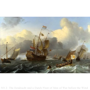 6 Handmade battle ship paintings on canvas, battle ship room decor, battle ship wall decor, battle ship wall art canvas Dutch Fleet War Wind