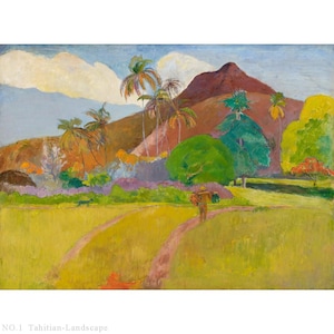 9 pinturas al óleo de paisajes tahitianos pintadas a mano por Paul Gauguin, réplica de paisajes de montaña, obras de arte postimpresionistas, decoración de habitaciones primitivas