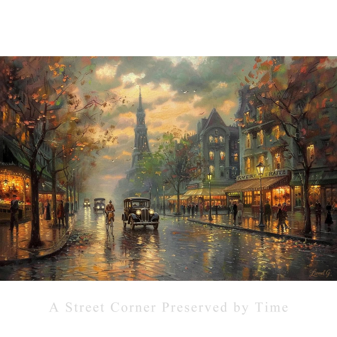 Original Hand-painted Paris Cityscape Oil Painting, Romantic