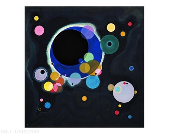 9 Hand painted abstract art oil painting Wassily Kandinsky, large black artwork, square room decor, simple art colorful abstract home decor
