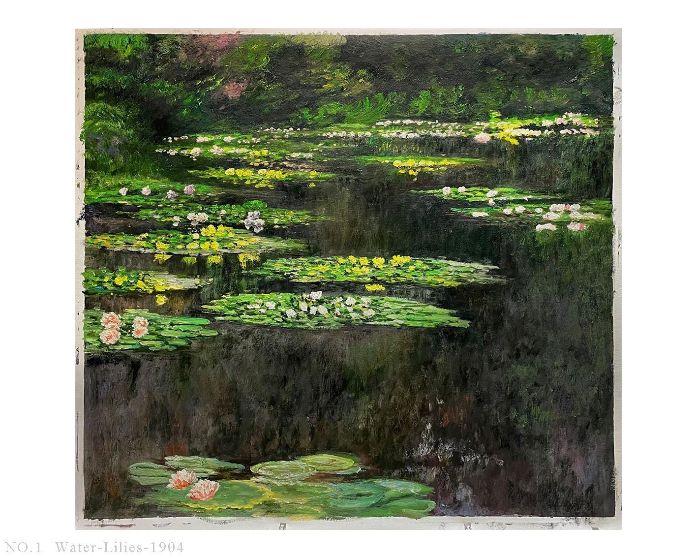 クロード・モネの睡蓮の池のキャンバス油絵8点、有名なモネのアート