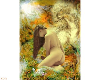 20 Works: Original Nude Wall Paintings Canvas, Fantasy Decorative Art, Erotic Bedroom Decor