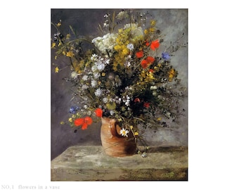 Still Life Flower in vase by Pierre-Auguste Renoir Hand