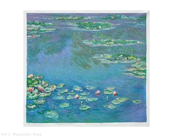 8 handgeschilderde Claude Monet waterlelies vijver canvas schilderijen in olieverf, beroemde Monet kunst, blauw groen water muur decor voor eetkamer keuken