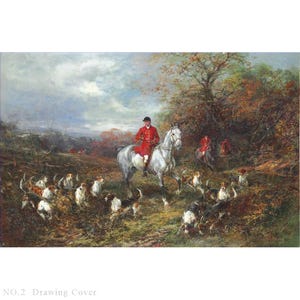 9 Hand painted hunting scene oil paintings, English vintage wall painting, classic cynegetic canvas painting,Drawing Cover Heywood Hardy Art