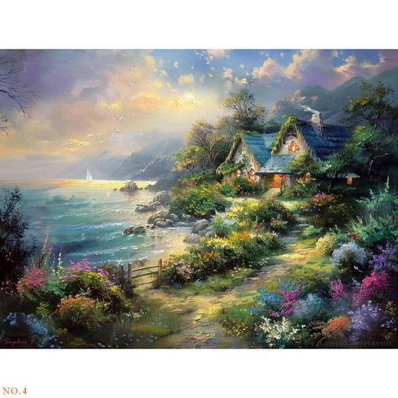 キャンバスに描かれた手作りのオリジナル大型ガーデンアート絵画4点