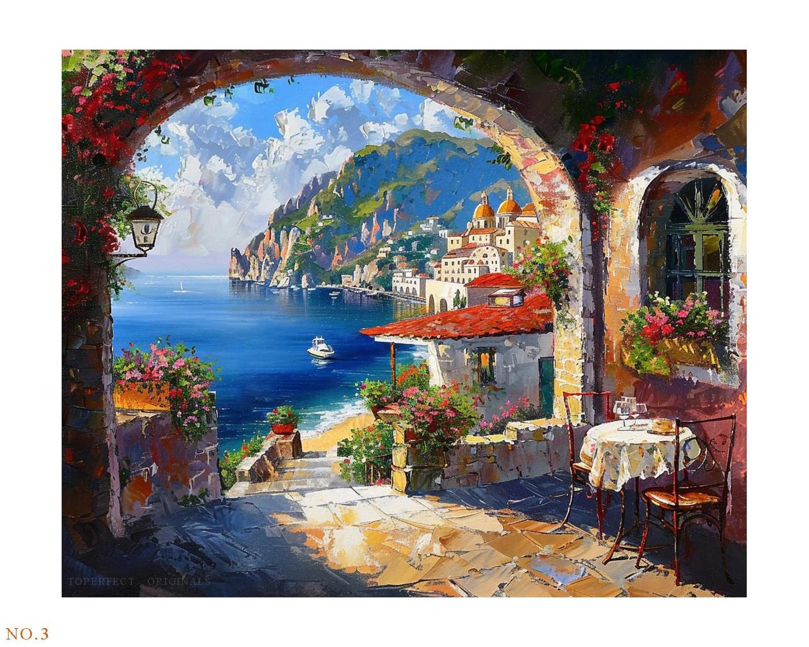 5 Hand Painted Original Works Aegean Sea Scenery Wall Art Cafe Decor 