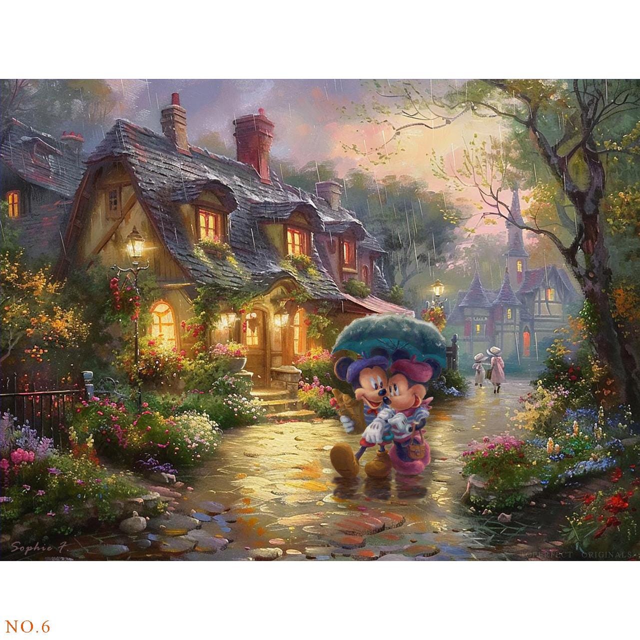 トーマス・キンケード風のクリスマス絵画20点（手作り、ディズニーの冬