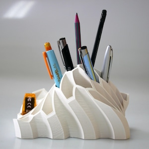 Modern Geometric 3D Printed Pen Holder - Honeycomb Desk Organizer for Pencils, Office Supplies, Stationery Storage