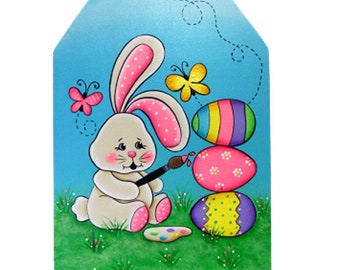 Easter's On Its Way Bunny and Eggs Wall Art,  Handpainted Wood Sign, Hand Painted Easter Home Decor, Tole Decorative Painting