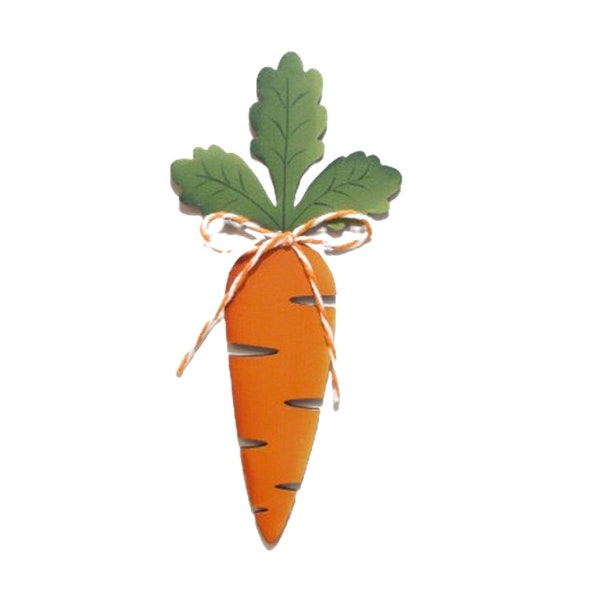 Carrot Fridge Magnet, Ornament, Handpainted Wood, Hand Painted Easter Decor, Tole Decorative Painting