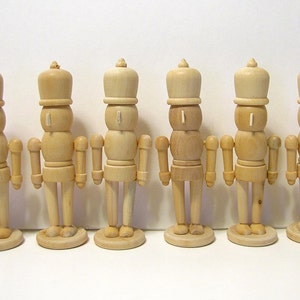 6 Nutcrackers, Unfinished Wood, DIY, Ready to Paint image 1