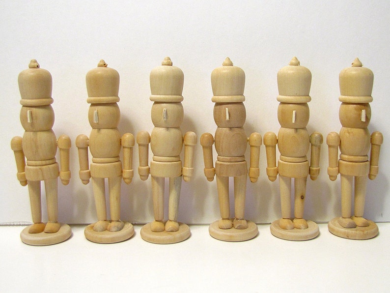 6 Nutcrackers, Unfinished Wood, DIY, Ready to Paint image 1