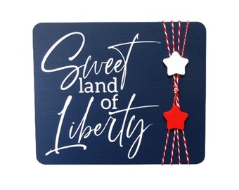 Sweet Land of Liberty Wall Art, Peg Hanger, Tiered Tray Decor, Shelf Sitter, Handpainted Wood Americana Home Decor, Tole Decorative Painting