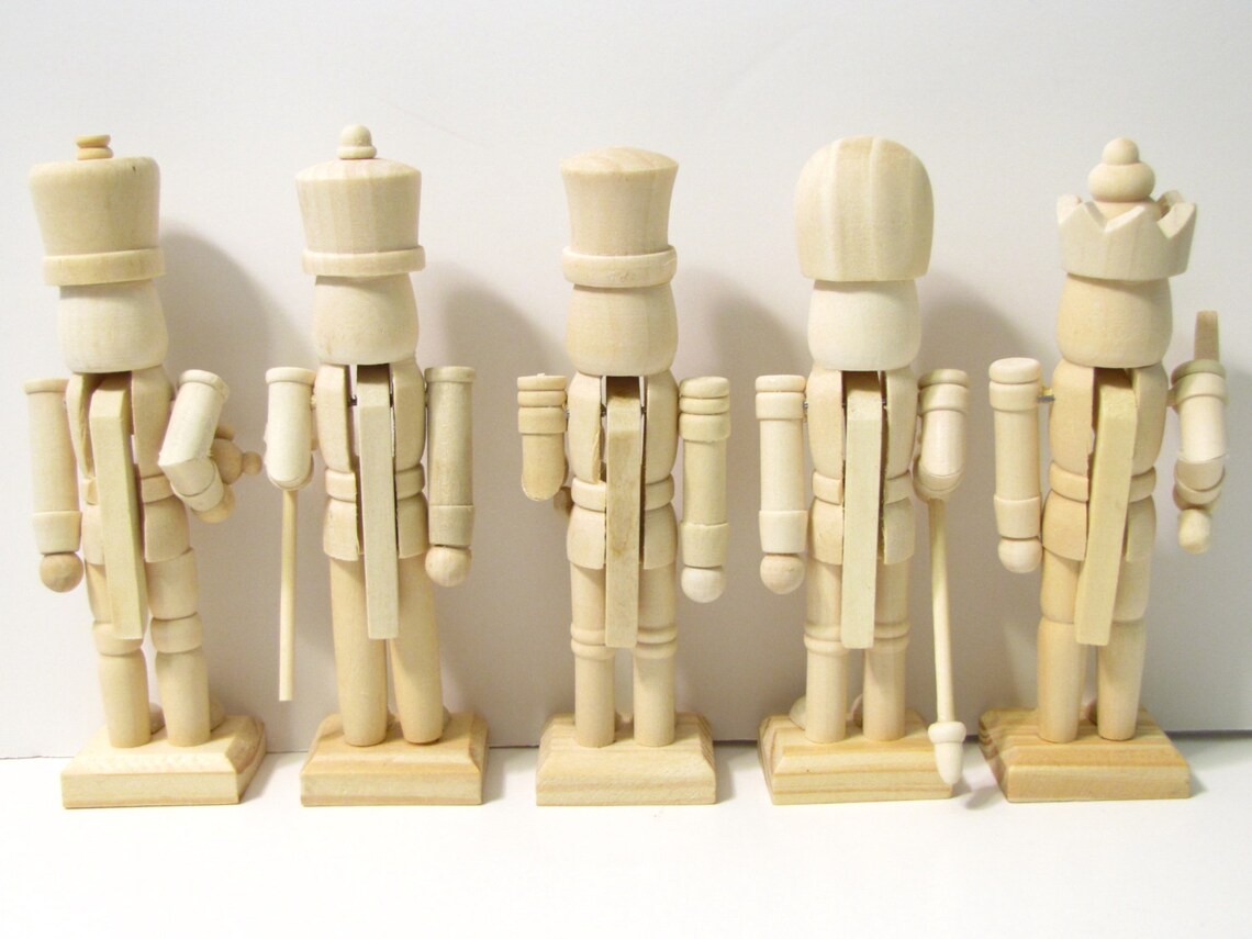 5 Assorted Nutcrackers Set 1 Unfinished Wood DIY Ready to Etsy