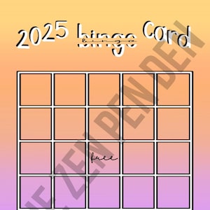 Tableau de visualisation pour cartes de bingo 2025 dégradé orange et violet