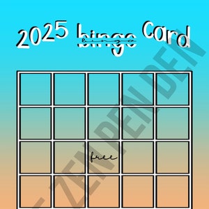 Tableau de visualisation pour carte de bingo 2025 dégradé bleu et orange
