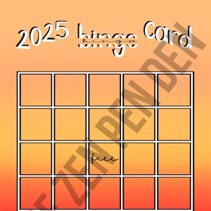 Tableau de visualisation pour carte de bingo 2025 dégradé orange et rouge