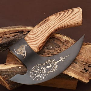 Handmade Small Viking Axe, Viking Breaded Axe, Vikking Pizza Axe, Brown Pizza Axe, Throwing Axe, Birthday Gift, Gift for Him, Wedding Gift