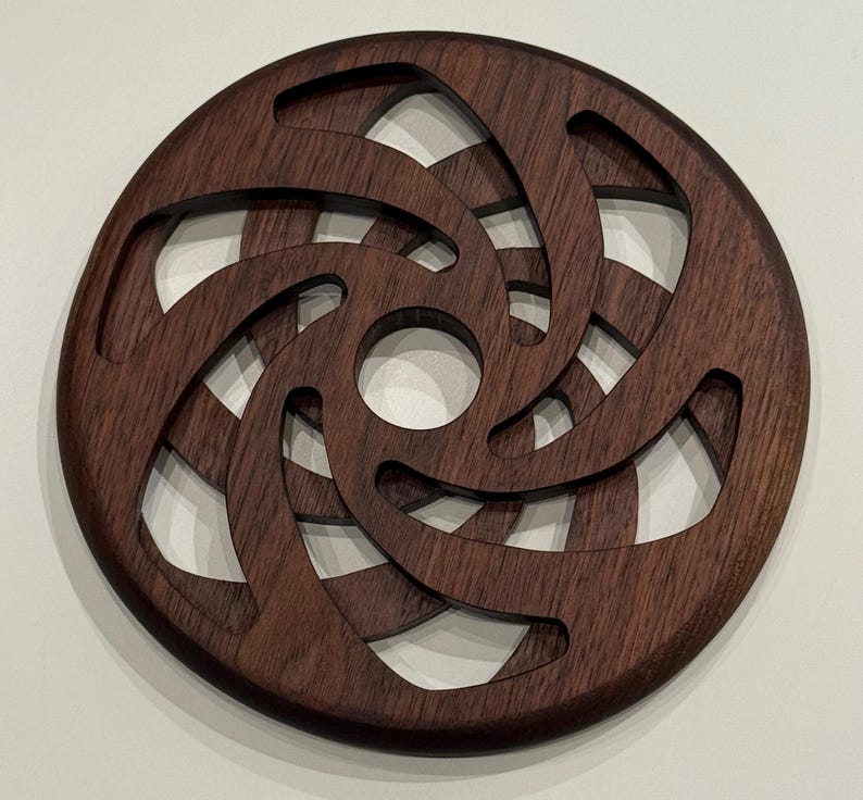 Handcrafted Spiral Hardwood Trivet Double-sided Pinwheel Design 7 Inch ...