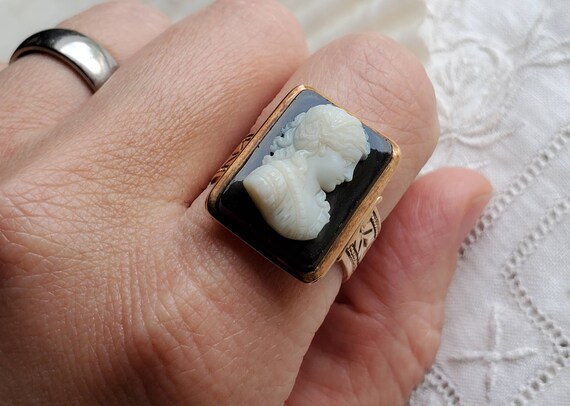 Magnificent carved onyx hardstone and rose gold l… - image 6
