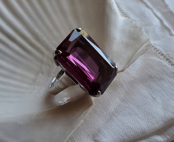 Sterling silver synthetic purple sapphire cocktai… - image 1