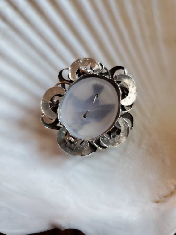 Antique silver and chalcedony dove with olive bra… - image 8