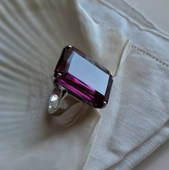 Sterling silver synthetic purple sapphire cocktai… - image 5