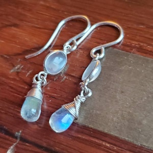 Handmade sterling silver moonstone earrings
