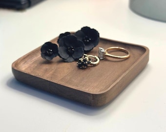 Jewelry Dish - Handmade Solid Wooden Jewelry Tray made from Solid Walnut Wood | Valet Tray | Watch Tray | Desk Tray