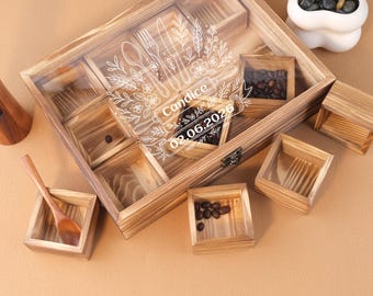 Personalization Wooden Stackable Storage Box, Spice Organizer, Snack & Fruit Tray, Multi Compartment Kitchen Container, Housewarming Gift