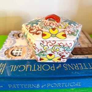 Prato de bugigangas octogonal floral vintage | Grandmillennial Home Decor Vintage Trinket Dish Decoração chique Vintage