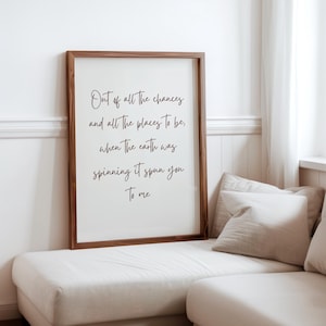 Romantisches Zitat Wandkunst, Digitaldruck Jahrestagsgeschenk, Minimal Liebeszitat Plakat für Paare