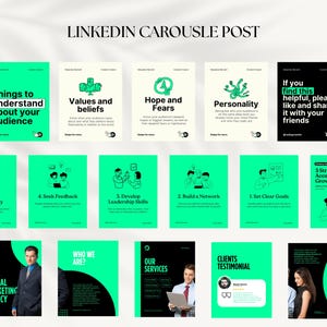 LinkedIn Carousel Templates, Social Media Content, Personal Branding, Canva Editable, Digital Download