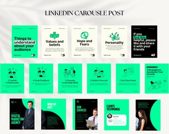Plantillas de carrusel de LinkedIn, contenido para redes sociales, marca personal, Canva editable, descarga digital