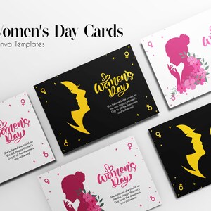 Elegant Pink & Black Women's Card | Stylish Greeting | Printable Digital