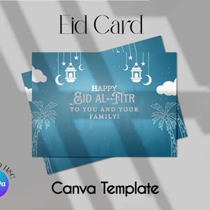 Cartão Gradiente Eid Mubarak | Cartão de Saudação Islâmico Roxo, Marrom, Verde e Cinza | Desejos Elegantes de Eid | Cartão Festivo Muçulmano Moderno