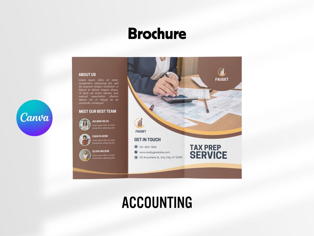 Accounting Brochure Template, Canva Editable, Tax Prep & Bookkeeping ...