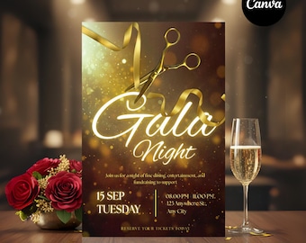 Editable Gala Flyer Template: Charity Event Invitation (Canva)