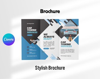 Car Towing Brochure Template: DIY Automotive Marketing (Canva Editable, Digital Download)