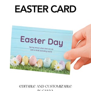 Carte Joyeuses Pâques - Thème bleu avec des oeufs de Pâques - Imprimable et téléchargement numérique