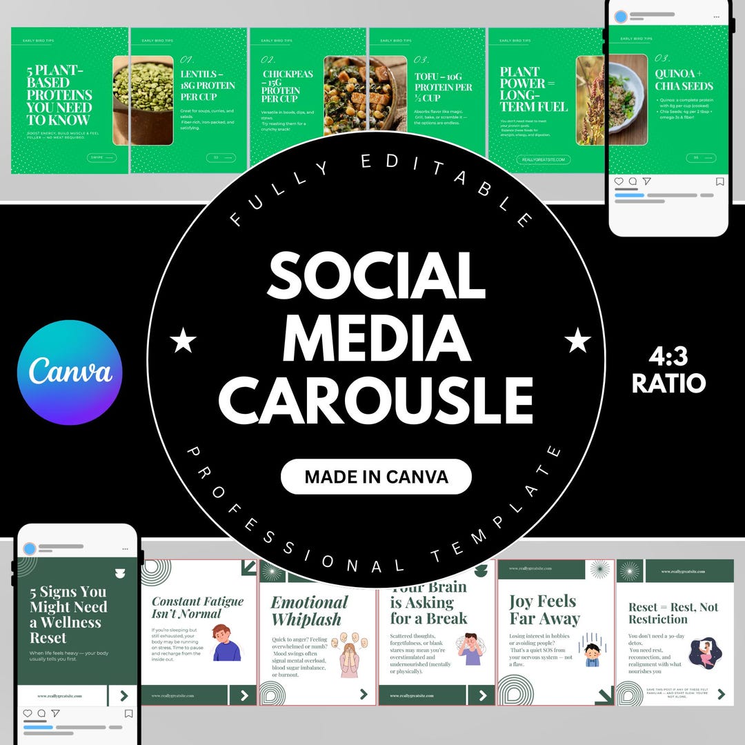 Seamless Instagram Carousel Template: Canva Editable Design for Coaches ...