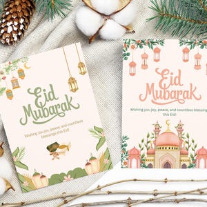 Tarjeta de mejores deseos para el Eid / Tarjeta de felicitación islámica elegante / Tarjeta de feliz Eid Mubarak / Regalo personalizado para el Eid / Imprimible