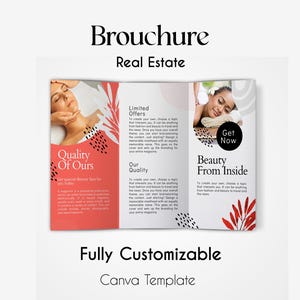Estheticians trifold brochure, medspa brochure, brochure template beauty, editable pricelist, tri fold template