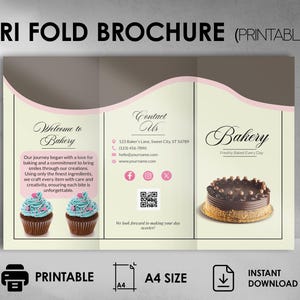 Printable Bäckerei Broschüre | Benutzerdefinierte Cake Shop-Menü | DIY Bäckerei Flyer | Menü mit Kuchen | Mittelstandsmarketing