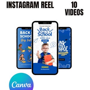 10 Back to School Reels Bundle | Editable Canva Video Templates | Instagram & Social Media Marketing
