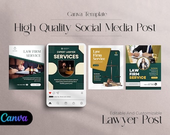 Law Firm Social Media Post Templates: Editable Canva Designs