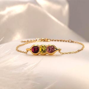 Custom Birthstone Bracelet,Peas In A Pod Birthstone Bracelet,Family Birthstone Bracelet For Mom,Multi Gemstone Bracelet With Kids,For Mom